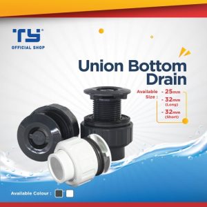 TY Drainage Union / Bottom Drain Pipa Pipe U – PVC by 3 Pawns - WHITE, 25 SHORT