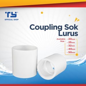 TY Coupling Sok Lurus / Sambungan Pipa Pipe U – PVC by 3 Pawns - WHITE, 20