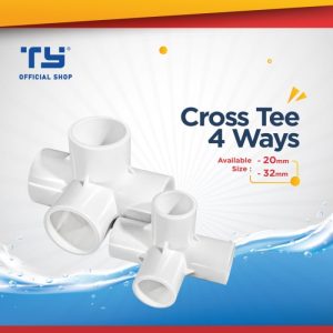 TY Cross Tee T Four 4 Way Pipa Pipe U – PVC by 3 Pawns - GREY, 20
