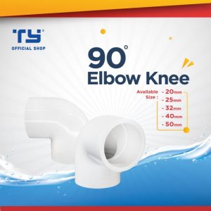 TY 90 Deg Elbow Knee / Keni / L Pipe Pipa U - PVC by 3 Pawns - White, 20 mm
