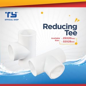 TY Reducing Tee / T Reducer / Vlok Sok Pipa Pipe U – PVC by 3 Pawns - GREY, 25x20