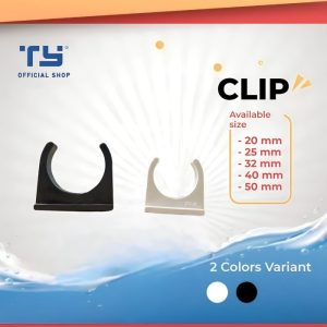 TY Clip Pipe / Penjepit Pipa  U - PVC by 3 Pawns - WHITE, 20