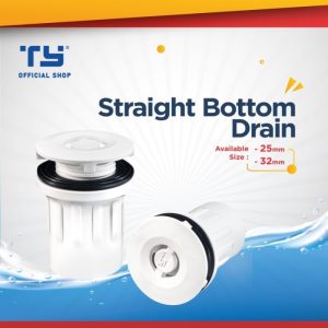 TY Straight Drainage Bottom Drain Pipe U–PVC by 3 Pawns - WHITE, 20