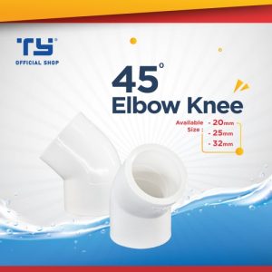 TY 45 Deg Elbow Knee / Keni Pipa Pipe U – PVC by 3 Pawns - GREY, 20