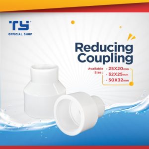 TY Reducing Coupling / Reducer / Vlok sok Pipa Pipe U–PVC by 3 Pawns - WHITE, 25x20