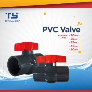TY Ball Valve PVC / Stop Kran Pipa Pipe by 3 Pawns - GREY, 20